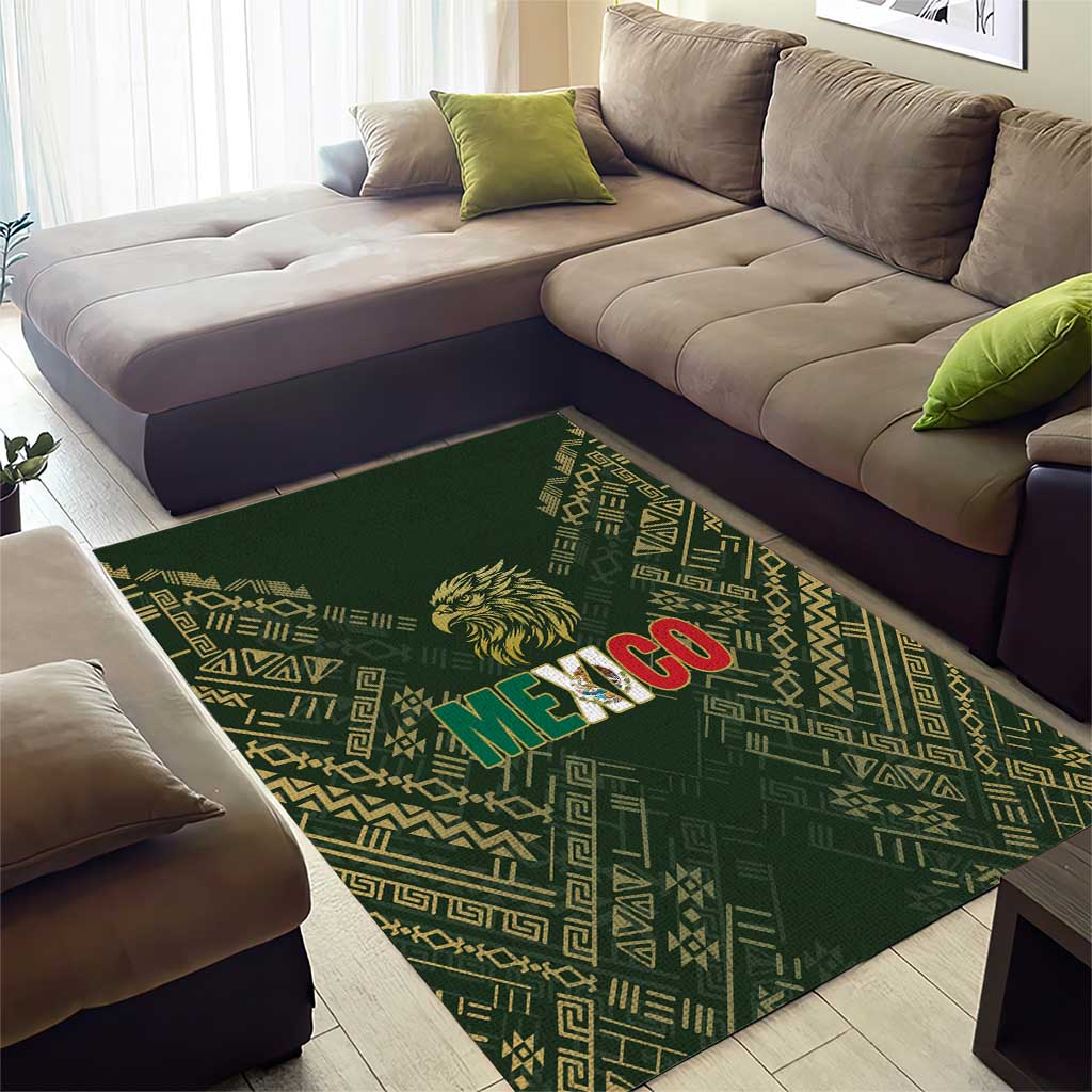 Mexico Football Area Rug Aztec Pattern Eagle - Wonder Print Shop