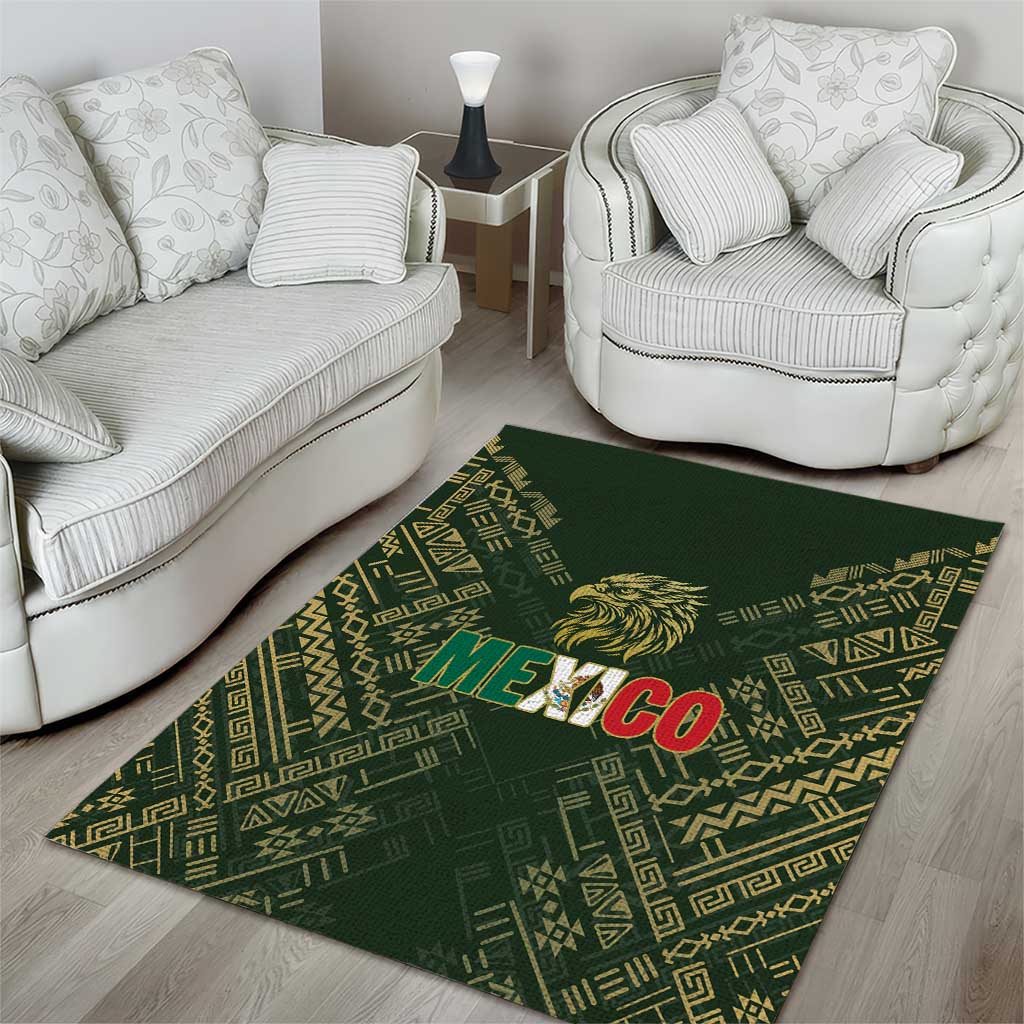 Mexico Football Area Rug Aztec Pattern Eagle - Wonder Print Shop