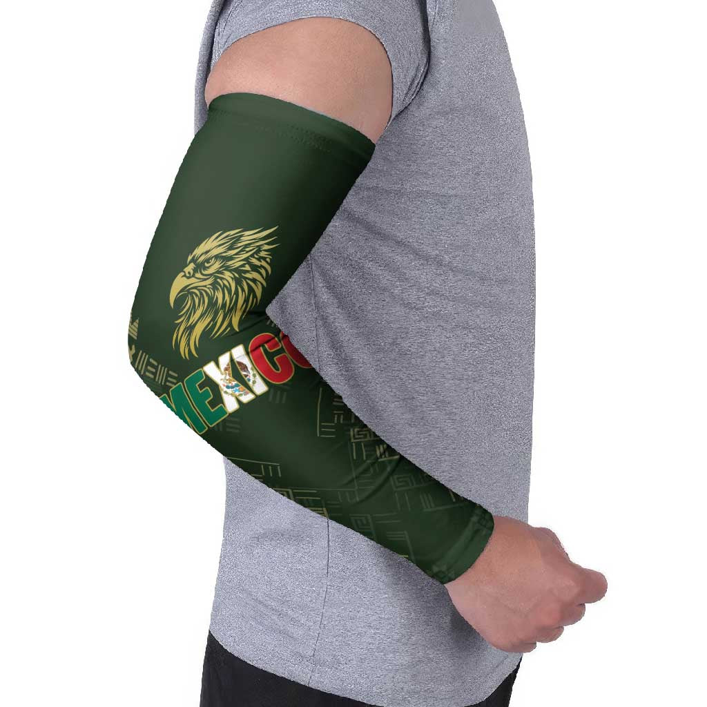 Custom Mexico Football Arm Sleeves Aztec Pattern Eagle - Wonder Print Shop