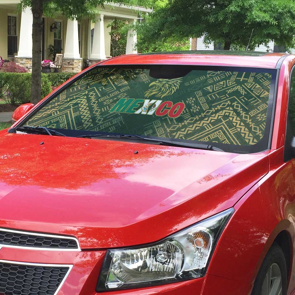 Mexico Football Auto Sun Shade Aztec Pattern Eagle - Wonder Print Shop