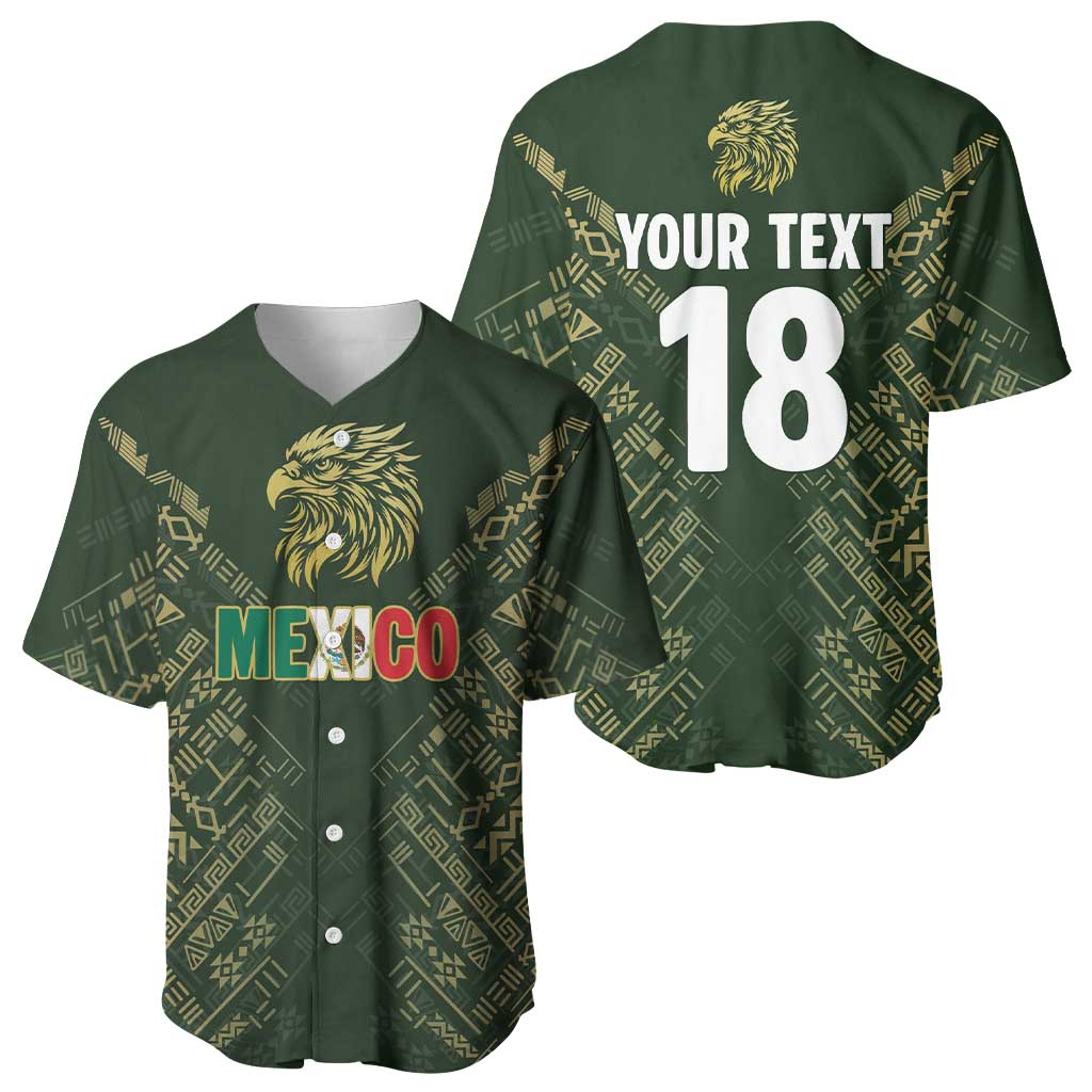 Custom Mexico Football Baseball Jersey Aztec Pattern Eagle - Wonder Print Shop