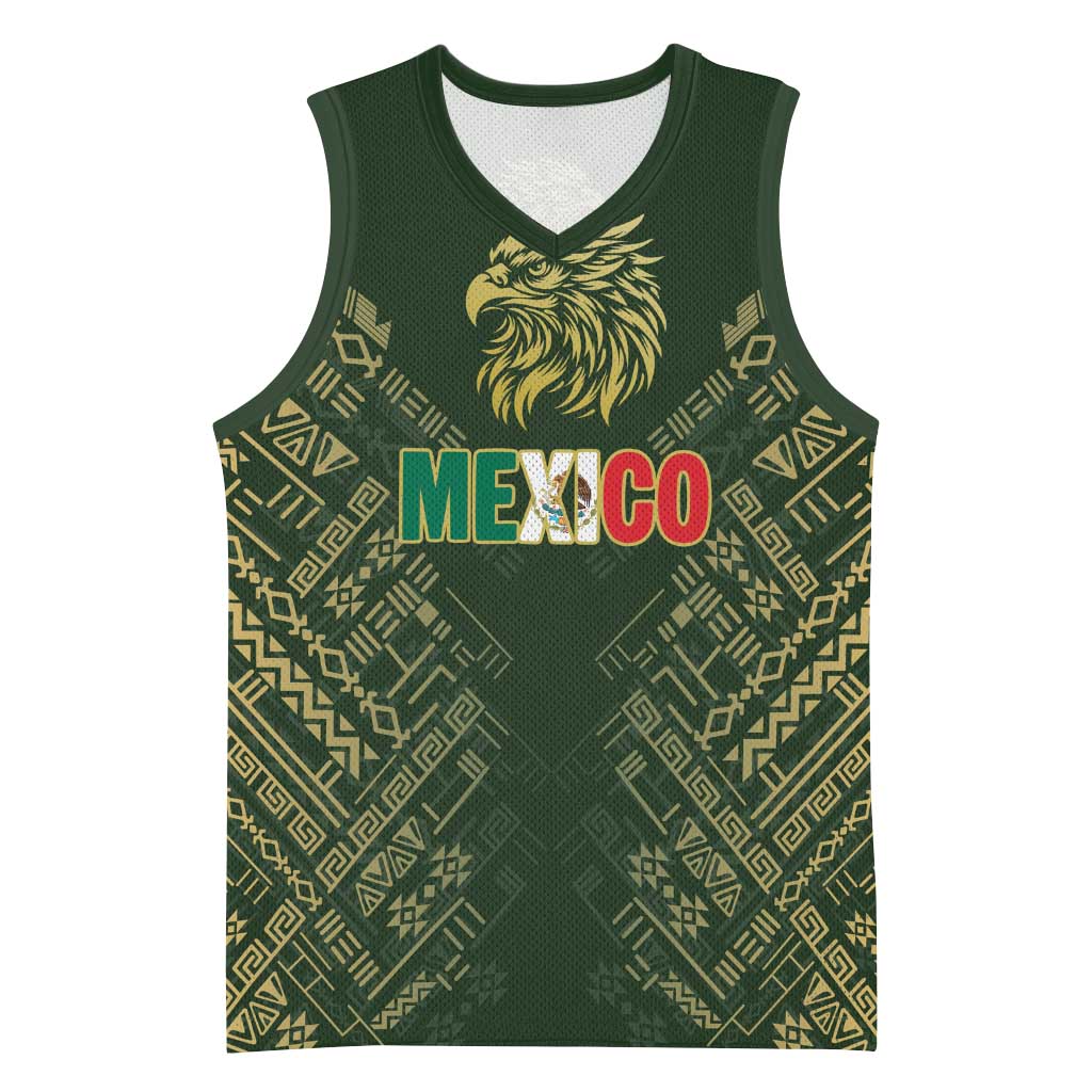 Custom Mexico Football Basketball Jersey Aztec Pattern Eagle - Wonder Print Shop