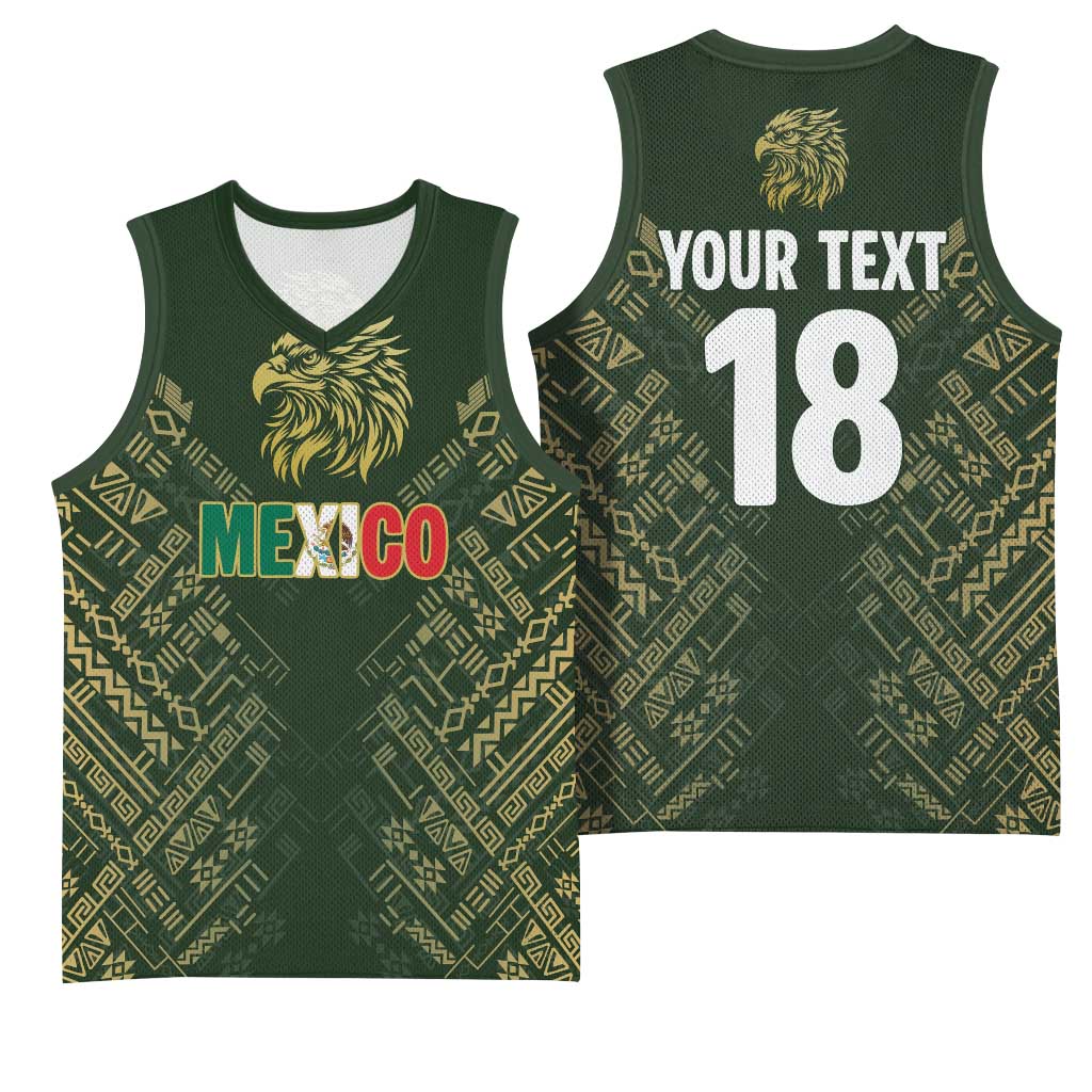 Custom Mexico Football Basketball Jersey Aztec Pattern Eagle - Wonder Print Shop