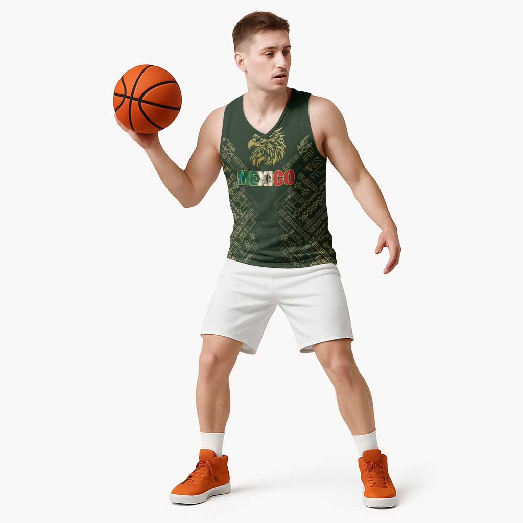 Custom Mexico Football Basketball Jersey Aztec Pattern Eagle - Wonder Print Shop