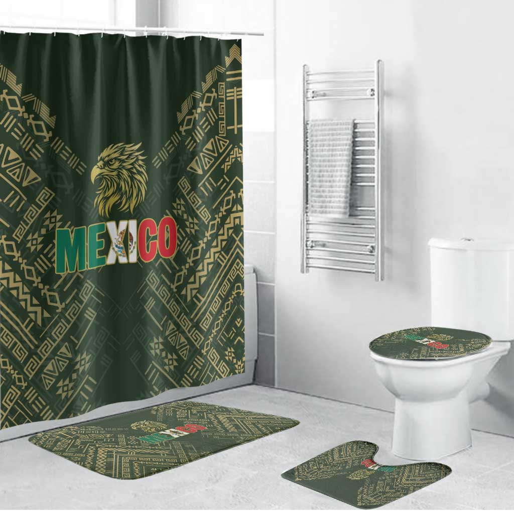 Mexico Football Bathroom Set Aztec Pattern Eagle - Wonder Print Shop