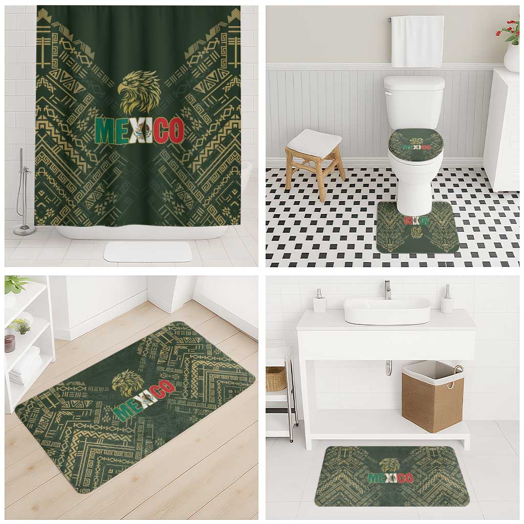 Mexico Football Bathroom Set Aztec Pattern Eagle - Wonder Print Shop