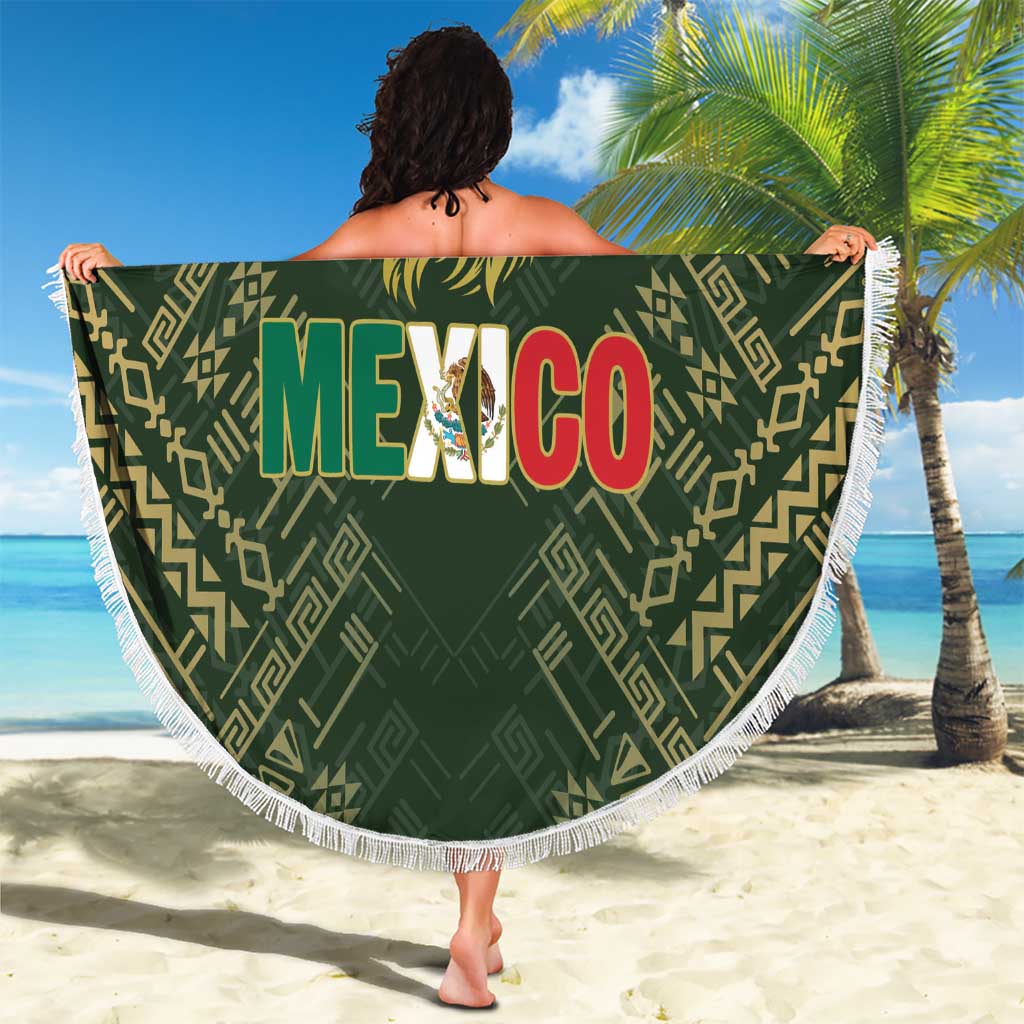 Mexico Football Beach Blanket Aztec Pattern Eagle - Wonder Print Shop