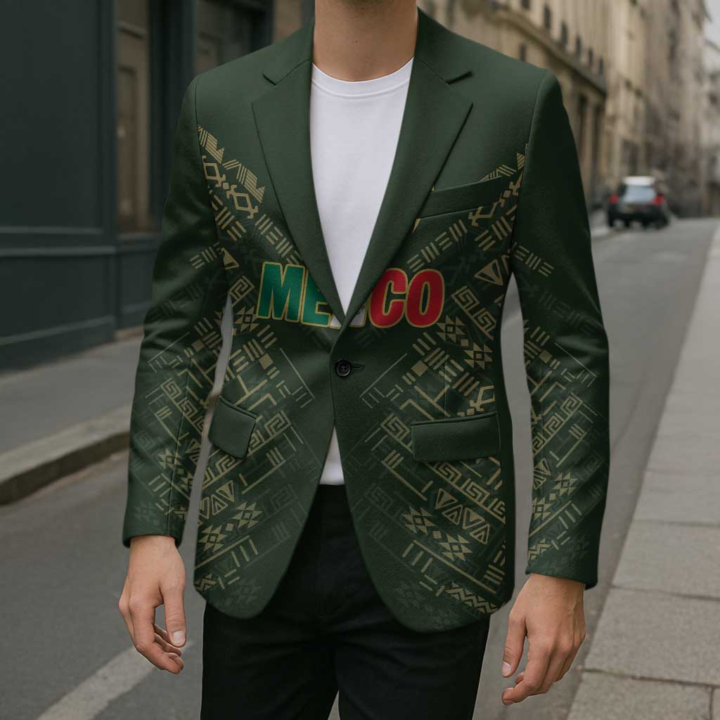 Custom Mexico Football Blazer Aztec Pattern Eagle - Wonder Print Shop