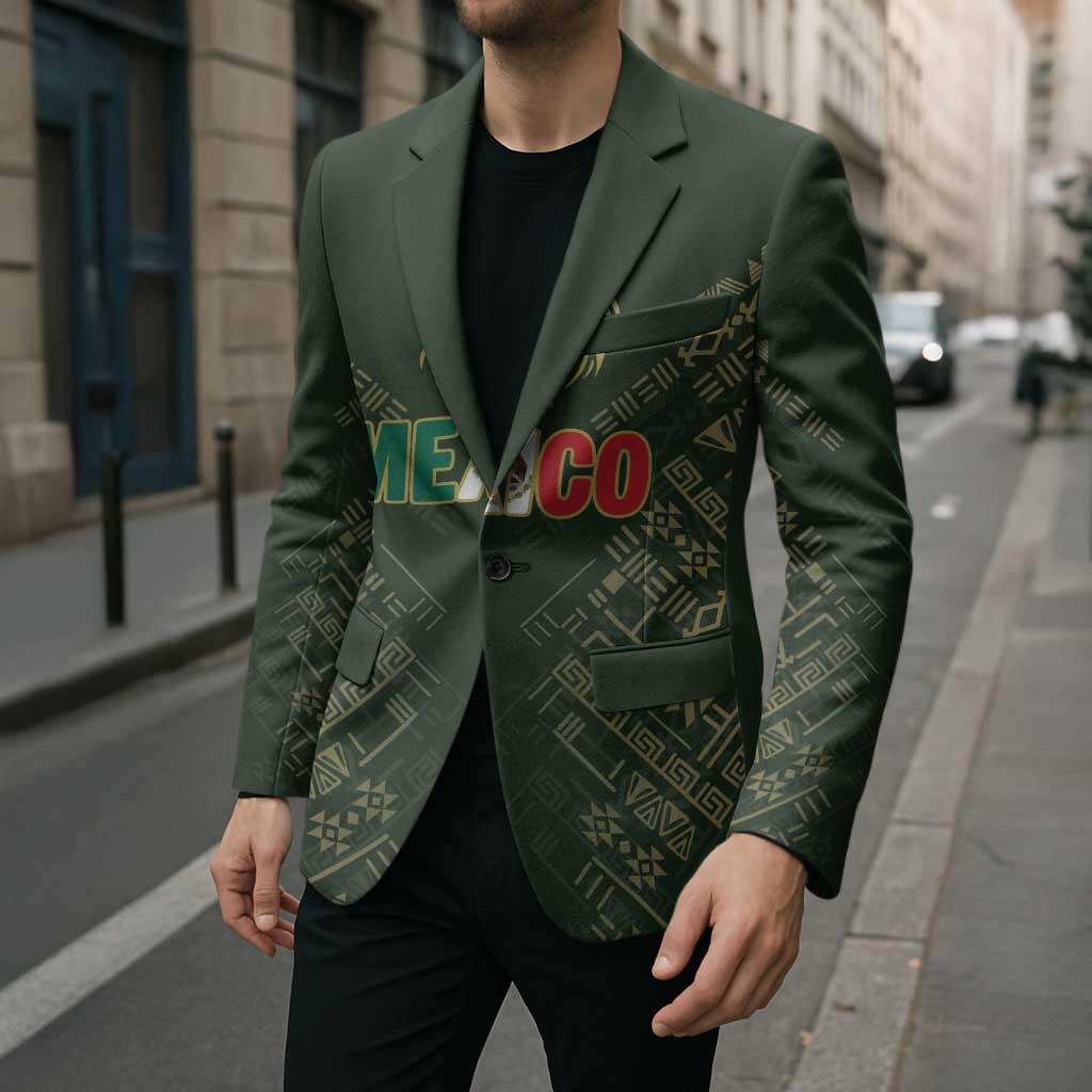 Custom Mexico Football Blazer Aztec Pattern Eagle - Wonder Print Shop