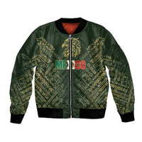 Custom Mexico Football Bomber Jacket Aztec Pattern Eagle - Wonder Print Shop