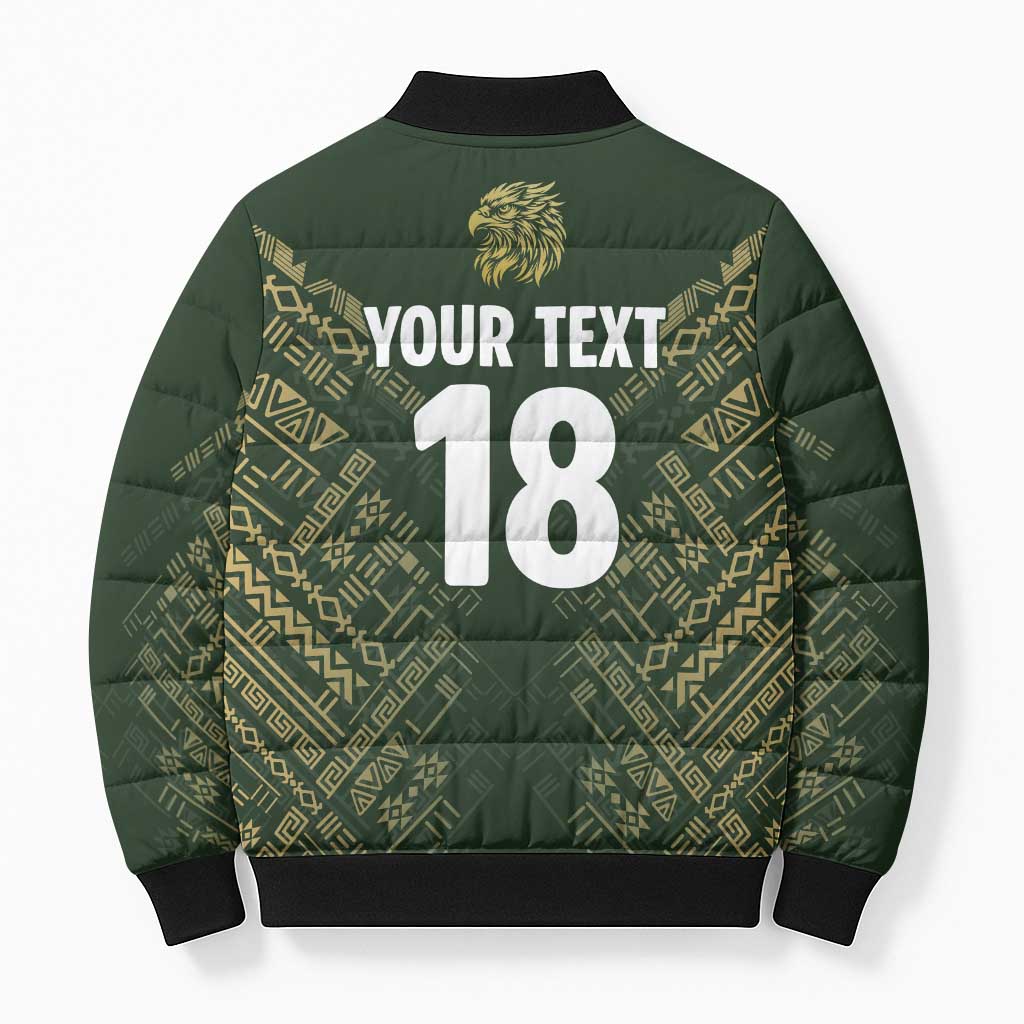 Custom Mexico Football Bomber Puffer Jacket Aztec Pattern Eagle - Wonder Print Shop