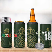 Custom Mexico Football 4 in 1 Can Cooler Tumbler Aztec Pattern Eagle - Wonder Print Shop