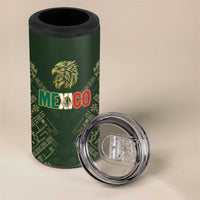 Custom Mexico Football 4 in 1 Can Cooler Tumbler Aztec Pattern Eagle - Wonder Print Shop