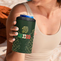 Custom Mexico Football 4 in 1 Can Cooler Tumbler Aztec Pattern Eagle - Wonder Print Shop