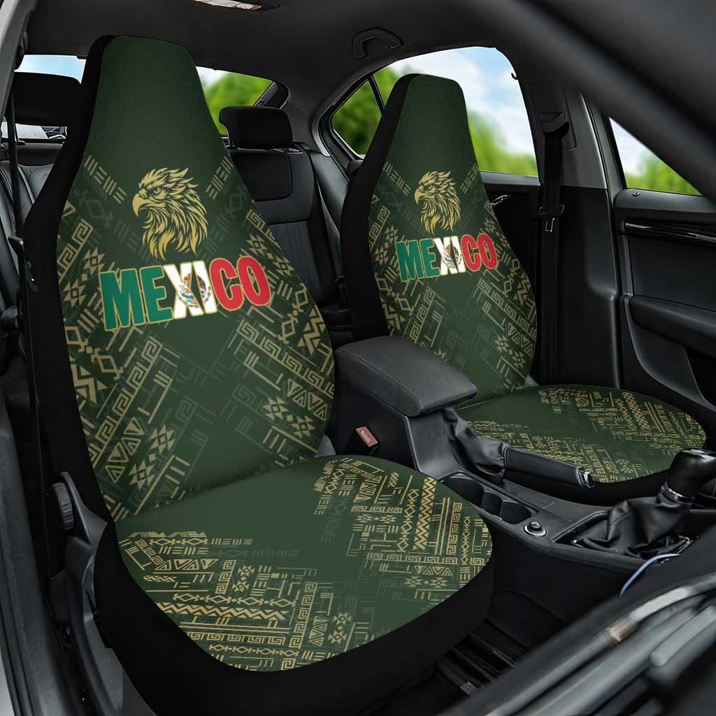 Mexico Football Car Seat Cover Aztec Pattern Eagle - Wonder Print Shop