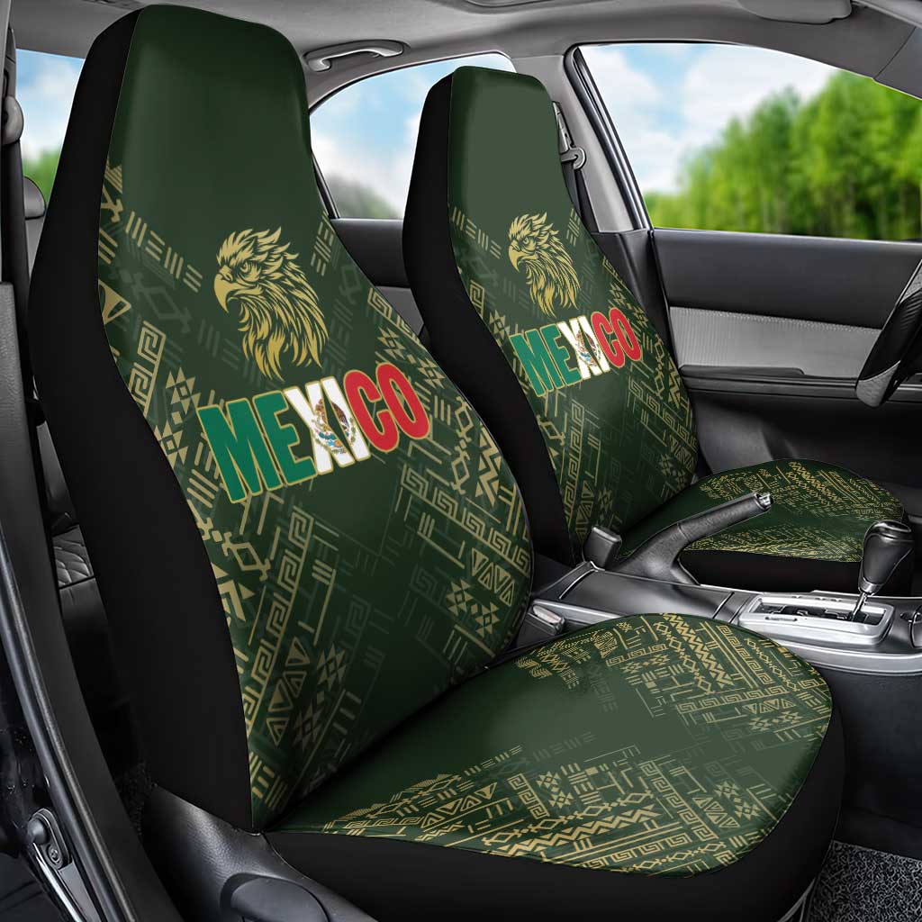 Mexico Football Car Seat Cover Aztec Pattern Eagle - Wonder Print Shop