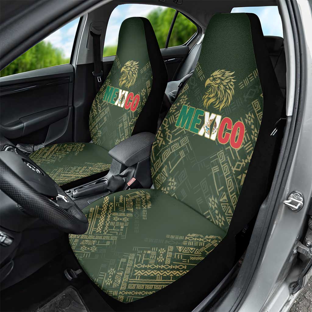 Mexico Football Car Seat Cover Aztec Pattern Eagle - Wonder Print Shop