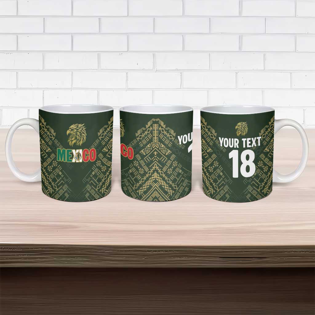 Custom Mexico Football Ceramic Mug Aztec Pattern Eagle - Wonder Print Shop