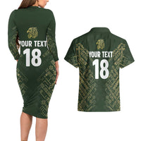 Custom Mexico Football Couples Matching Long Sleeve Bodycon Dress and Hawaiian Shirt Aztec Pattern Eagle - Wonder Print Shop