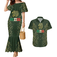 Custom Mexico Football Couples Matching Mermaid Dress and Hawaiian Shirt Aztec Pattern Eagle - Wonder Print Shop