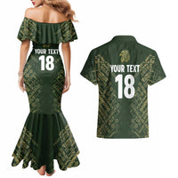 Custom Mexico Football Couples Matching Mermaid Dress and Hawaiian Shirt Aztec Pattern Eagle - Wonder Print Shop