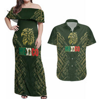 Custom Mexico Football Couples Matching Off Shoulder Maxi Dress and Hawaiian Shirt Aztec Pattern Eagle - Wonder Print Shop
