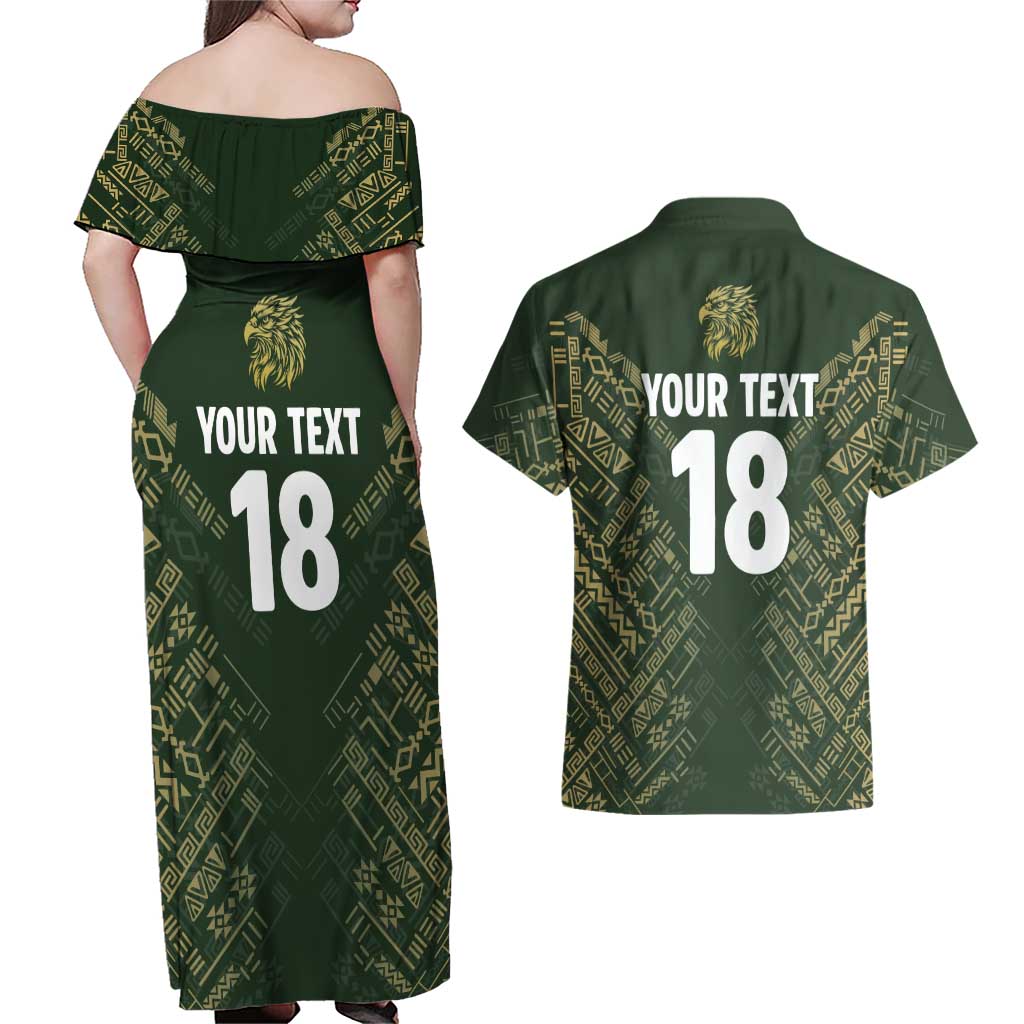 Custom Mexico Football Couples Matching Off Shoulder Maxi Dress and Hawaiian Shirt Aztec Pattern Eagle - Wonder Print Shop