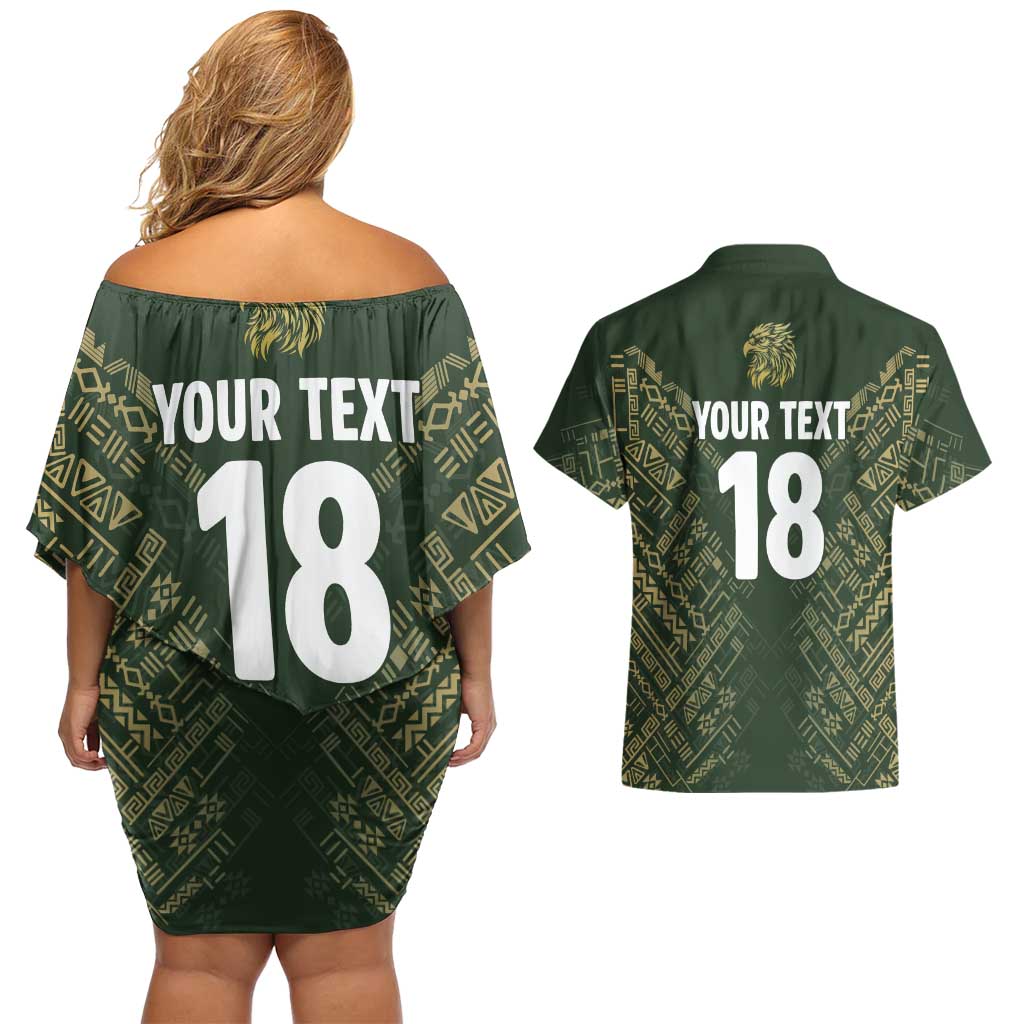 Custom Mexico Football Couples Matching Off Shoulder Short Dress and Hawaiian Shirt Aztec Pattern Eagle - Wonder Print Shop