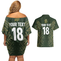 Custom Mexico Football Couples Matching Off Shoulder Short Dress and Hawaiian Shirt Aztec Pattern Eagle - Wonder Print Shop