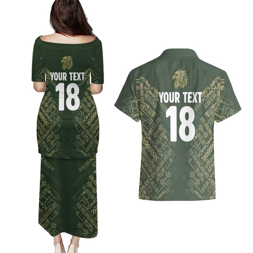 Custom Mexico Football Couples Matching Puletasi and Hawaiian Shirt Aztec Pattern Eagle - Wonder Print Shop