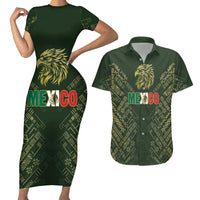 Custom Mexico Football Couples Matching Short Sleeve Bodycon Dress and Hawaiian Shirt Aztec Pattern Eagle - Wonder Print Shop