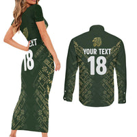 Custom Mexico Football Couples Matching Short Sleeve Bodycon Dress and Long Sleeve Button Shirt Aztec Pattern Eagle - Wonder Print Shop