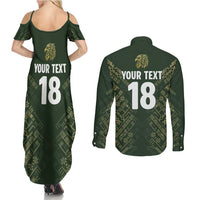 Custom Mexico Football Couples Matching Summer Maxi Dress and Long Sleeve Button Shirt Aztec Pattern Eagle - Wonder Print Shop
