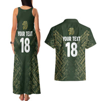Custom Mexico Football Couples Matching Tank Maxi Dress and Hawaiian Shirt Aztec Pattern Eagle - Wonder Print Shop