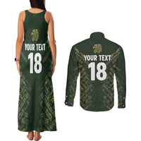 Custom Mexico Football Couples Matching Tank Maxi Dress and Long Sleeve Button Shirt Aztec Pattern Eagle - Wonder Print Shop