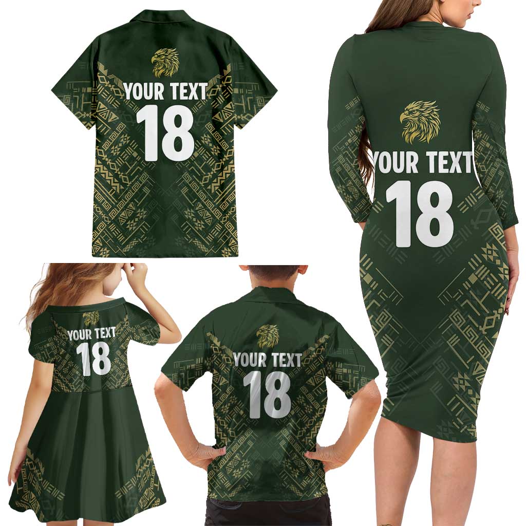 Custom Mexico Football Family Matching Long Sleeve Bodycon Dress and Hawaiian Shirt Aztec Pattern Eagle - Wonder Print Shop