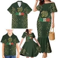 Custom Mexico Football Family Matching Mermaid Dress and Hawaiian Shirt Aztec Pattern Eagle - Wonder Print Shop