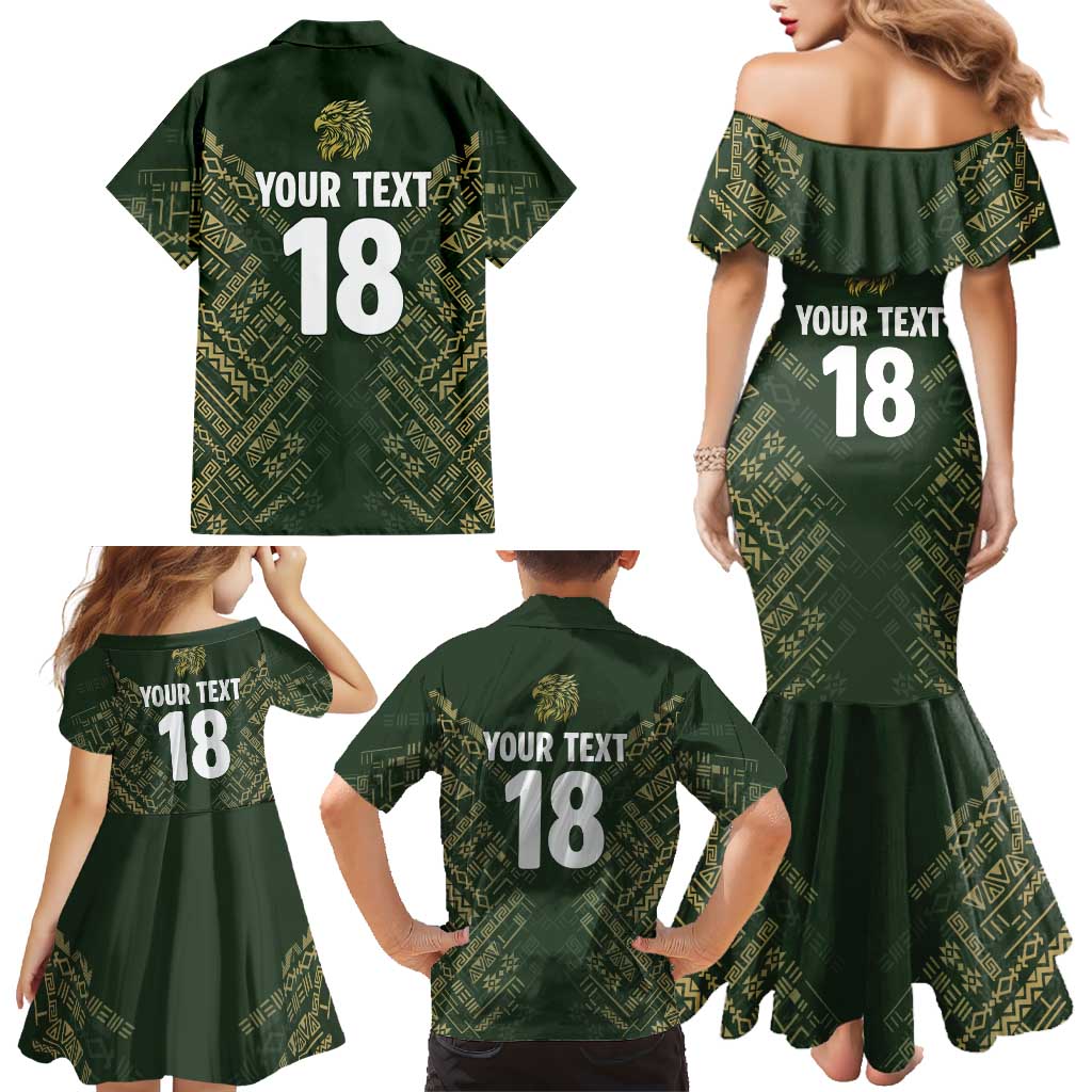 Custom Mexico Football Family Matching Mermaid Dress and Hawaiian Shirt Aztec Pattern Eagle - Wonder Print Shop