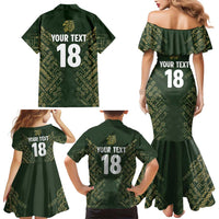 Custom Mexico Football Family Matching Mermaid Dress and Hawaiian Shirt Aztec Pattern Eagle - Wonder Print Shop
