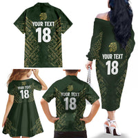Custom Mexico Football Family Matching Off The Shoulder Long Sleeve Dress and Hawaiian Shirt Aztec Pattern Eagle - Wonder Print Shop