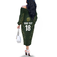 Custom Mexico Football Family Matching Off The Shoulder Long Sleeve Dress and Hawaiian Shirt Aztec Pattern Eagle - Wonder Print Shop