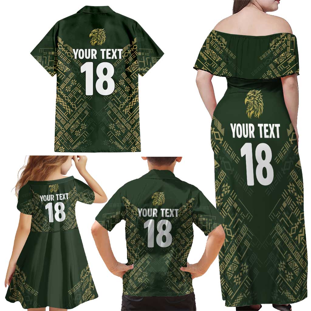 Custom Mexico Football Family Matching Off Shoulder Maxi Dress and Hawaiian Shirt Aztec Pattern Eagle - Wonder Print Shop