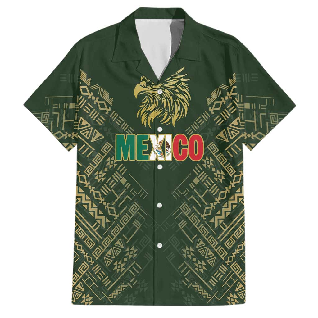 Custom Mexico Football Family Matching Off Shoulder Maxi Dress and Hawaiian Shirt Aztec Pattern Eagle - Wonder Print Shop