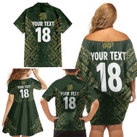 Custom Mexico Football Family Matching Off Shoulder Short Dress and Hawaiian Shirt Aztec Pattern Eagle - Wonder Print Shop