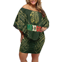 Custom Mexico Football Family Matching Off Shoulder Short Dress and Hawaiian Shirt Aztec Pattern Eagle - Wonder Print Shop