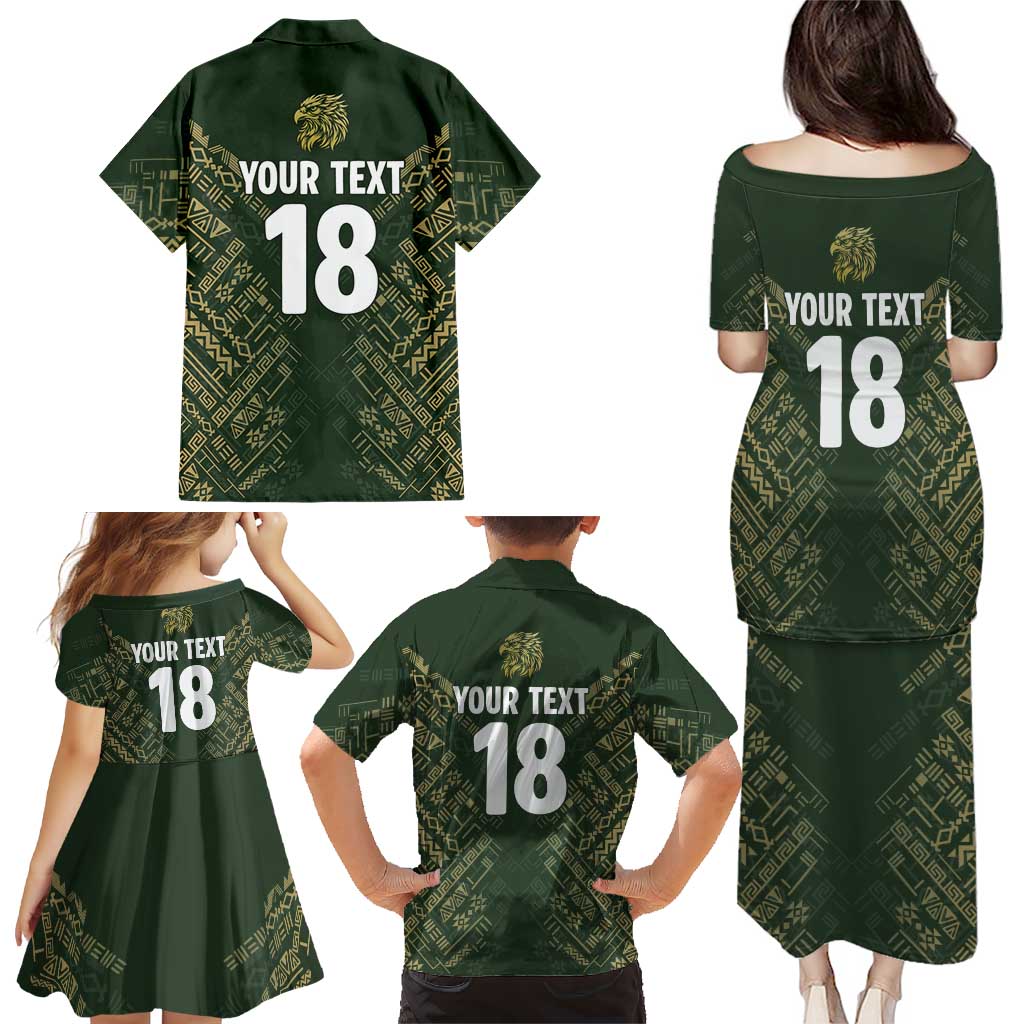 Custom Mexico Football Family Matching Puletasi and Hawaiian Shirt Aztec Pattern Eagle - Wonder Print Shop