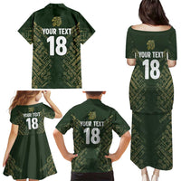 Custom Mexico Football Family Matching Puletasi and Hawaiian Shirt Aztec Pattern Eagle - Wonder Print Shop