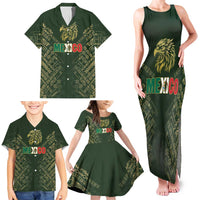 Custom Mexico Football Family Matching Tank Maxi Dress and Hawaiian Shirt Aztec Pattern Eagle - Wonder Print Shop