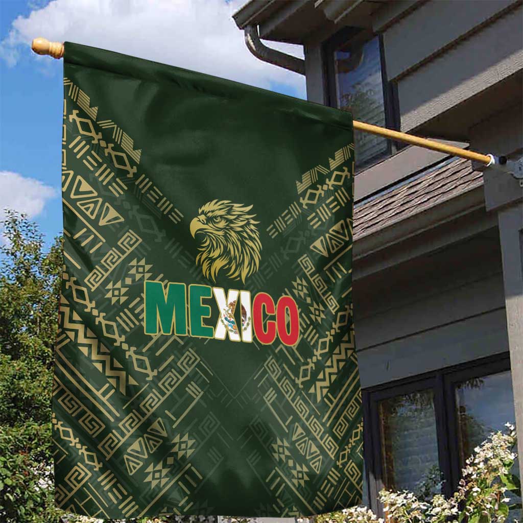 Mexico Football Garden Flag Aztec Pattern Eagle - Wonder Print Shop
