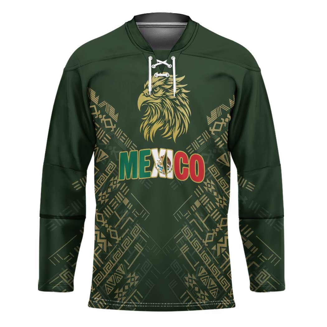 Custom Mexico Football Hockey Jersey Aztec Pattern Eagle - Wonder Print Shop